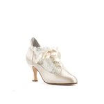 Milady - CREAM LACE ANKLE BOOT 901 Grösse 38 / Cream satin, lace doubled net, rouches